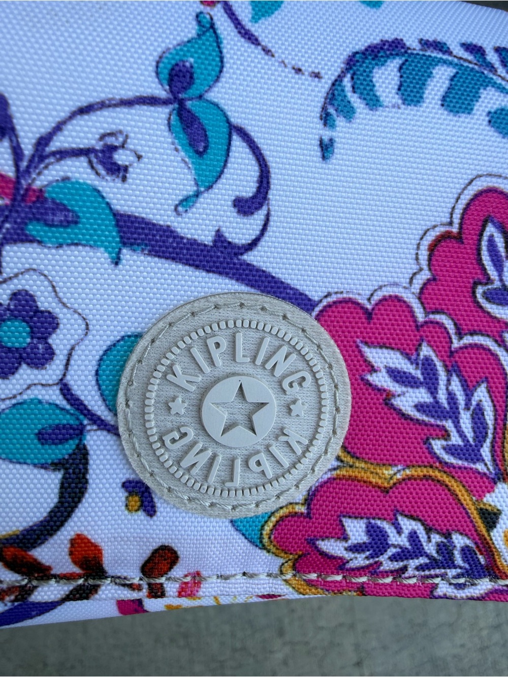 Kipling Floral Print Wallet in White, Pink, Purple, Teal, Yellow - Picture 2 of 5